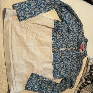 Blue and White Half-Zip Pullover